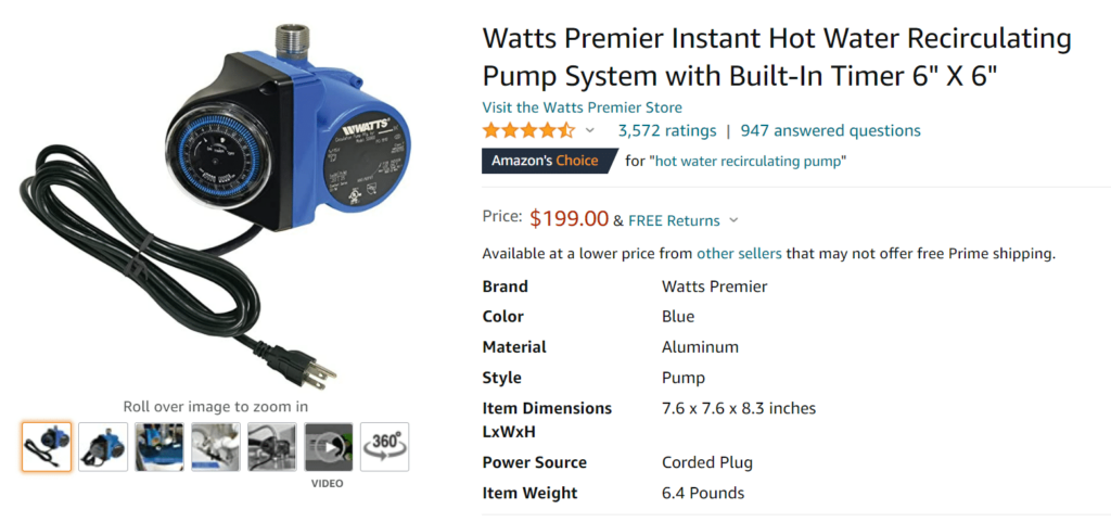 water heater recirculating pump