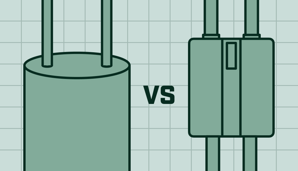 Illustration comparing a water heater and a tankless water heater ‘VS,’ suggesting a comparison between two water heater types.