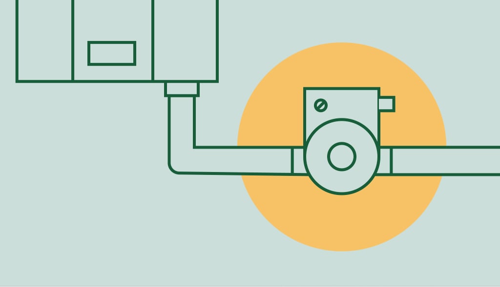 Diagram illustrating a water heater recirculating pump in action