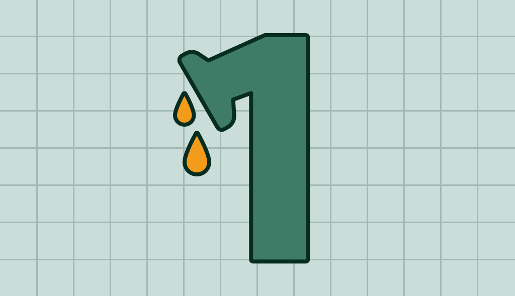 Illustration of a number one dripping water, symbolizing one better alternative to a water softener shower head.