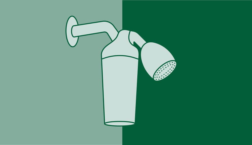 shower with a water softener to wash hair with hard water