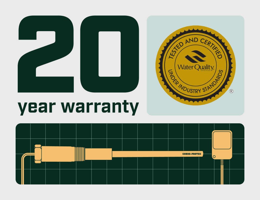 Corro-Protec 20-year warranty on anode rod