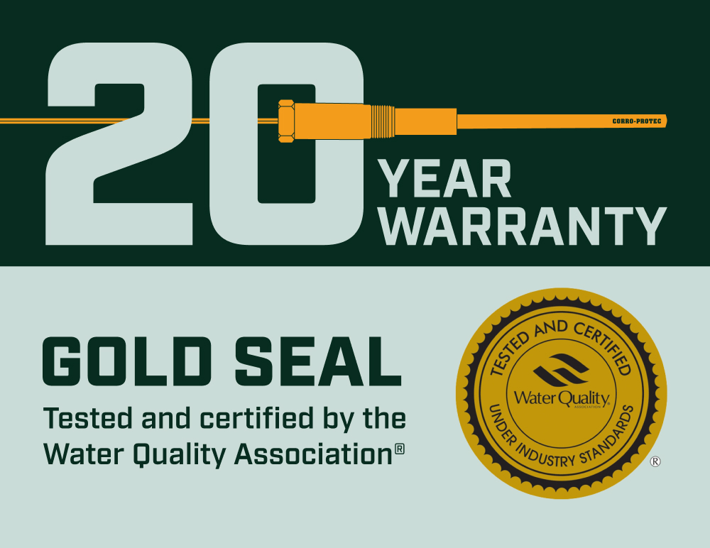 20-year warranty anode rod adn WQA gold seal