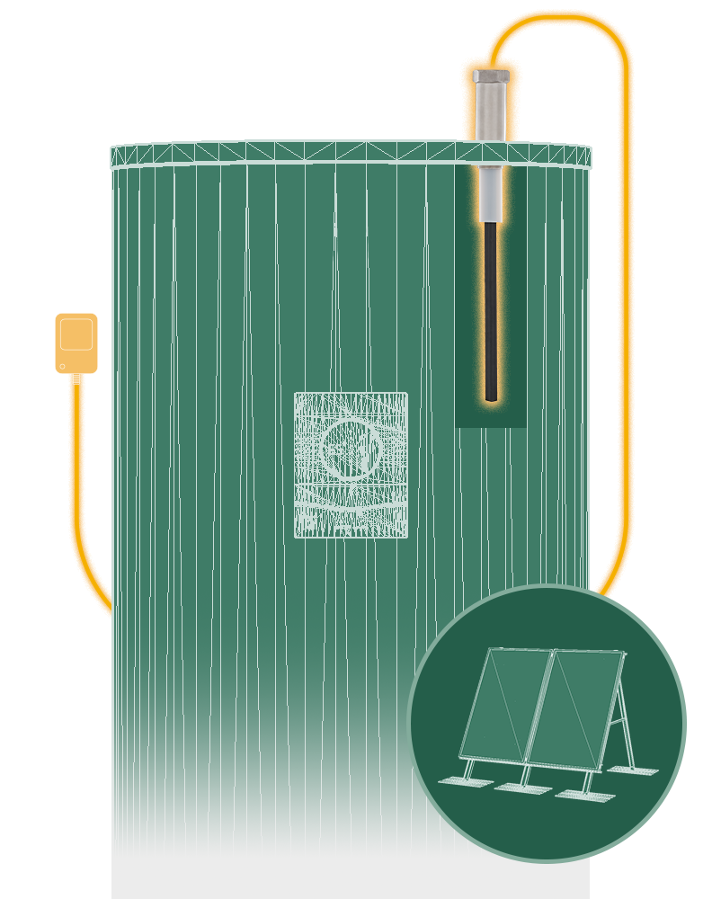 Powered anode rod for solar water heater