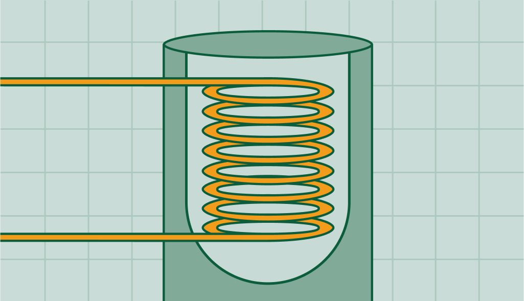 Illustration of the coil inside an indirect water heater, highlighting the mechanism of heat exchange.