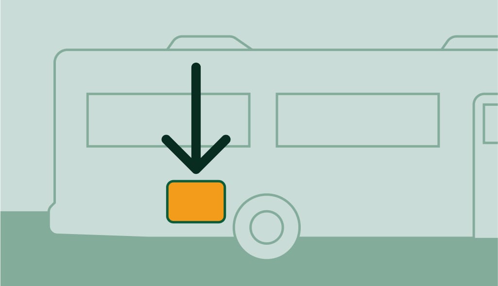 Illustration of an RV water heater element highlighted within a recreational vehicle.
