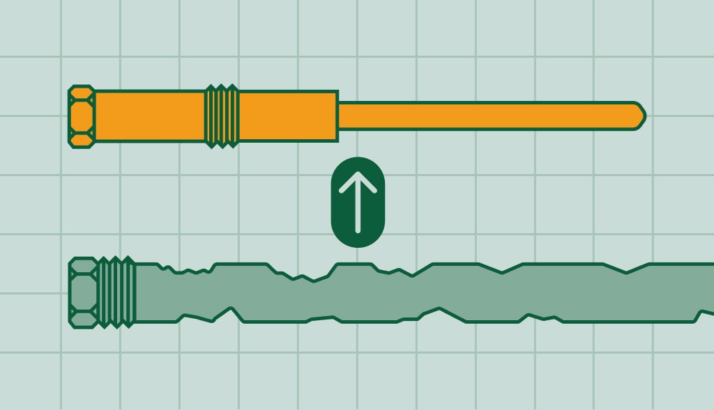 Illustration of a water heater anode rod replacement, showing an old anode rod being replaced by a new one.