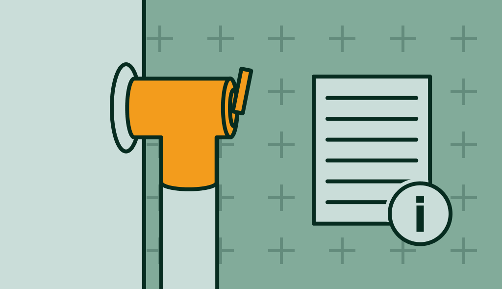 Illustration of a water heater pressure relief valve beside an info sheet, showing steps for valve replacement.