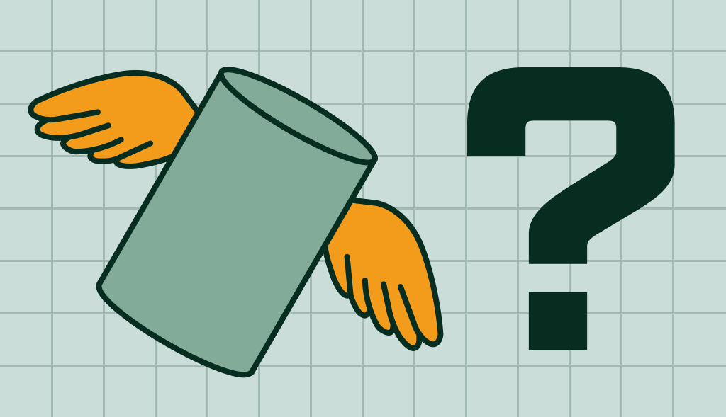 Water heater with wings flying beside a question mark, symbolizing how to dispose of an old water heater.