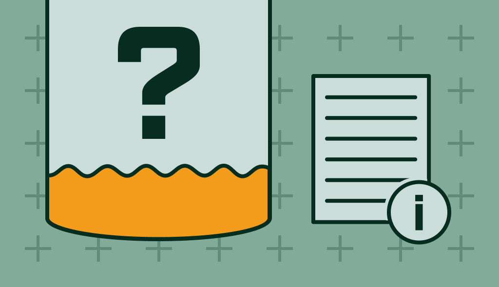 Water heater tank partially filled with water and a question mark beside an info sheet, symbolizing issues with tank filling.