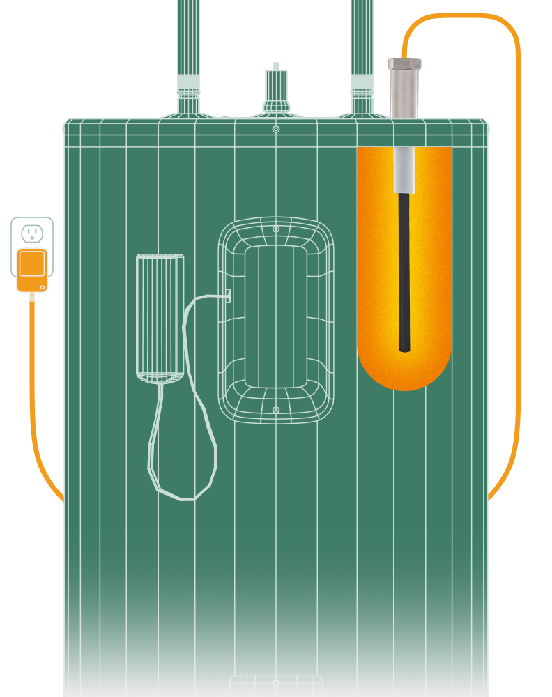 Powered anode rod for electric water heater