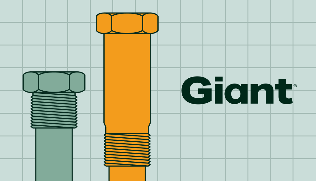 Two anode rods of different sizes next to the Giant Water Heaters logo.: one powered anode rod at the left and standard anode rod on the right