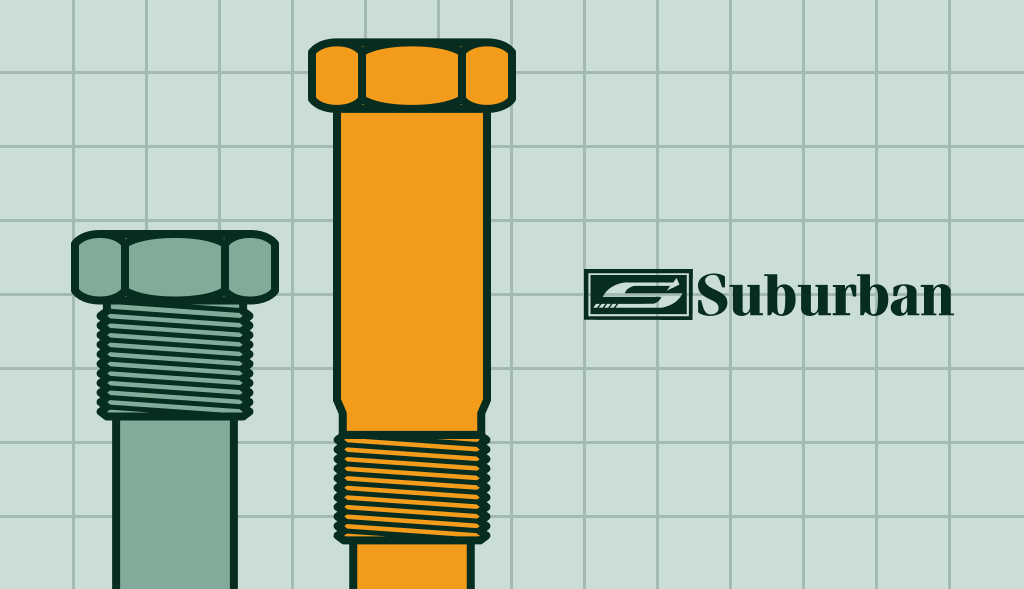 Illustration of two anode rods of different sizes beside a large AO Smith logo on a grid background.
